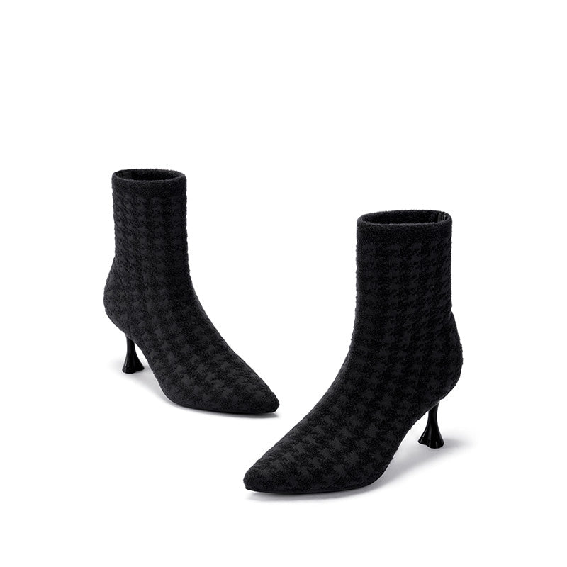 pointed toe stiletto heel stretch ankle boots all black 5