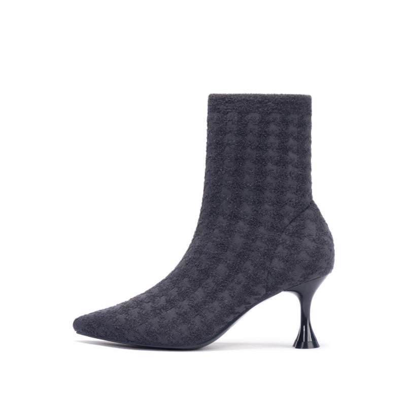 pointed toe stiletto heel stretch ankle boots all charcoal 1