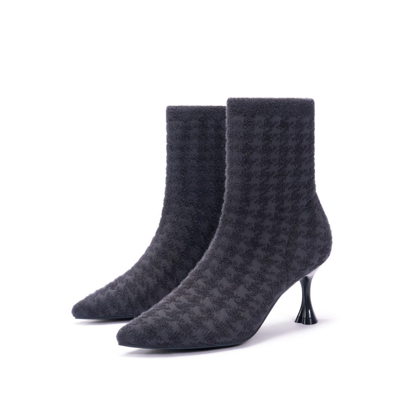 pointed toe stiletto heel stretch ankle boots all charcoal 2