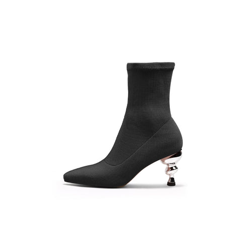 pointed toe suede ankle boots all black 1