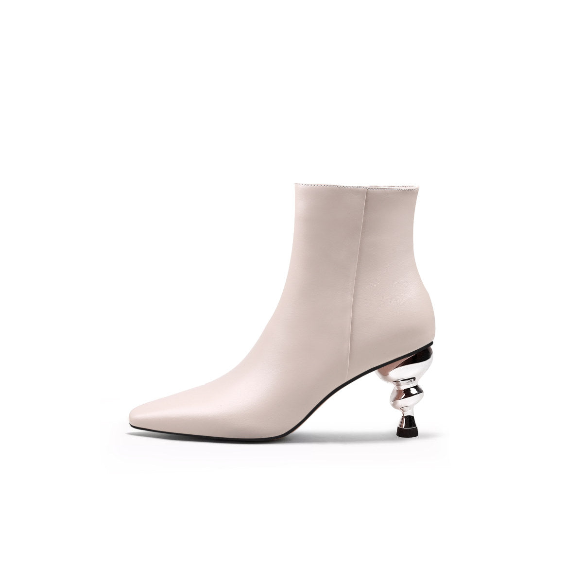 pointed toe swirl heel ankle boots all apricot 1