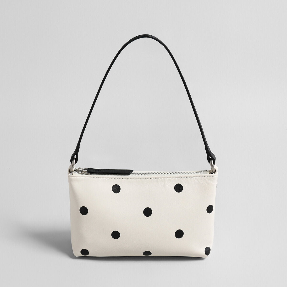 Polka Dot Leather Baguette Bag – Convertible Shoulder & Crossbody Mini Bag
