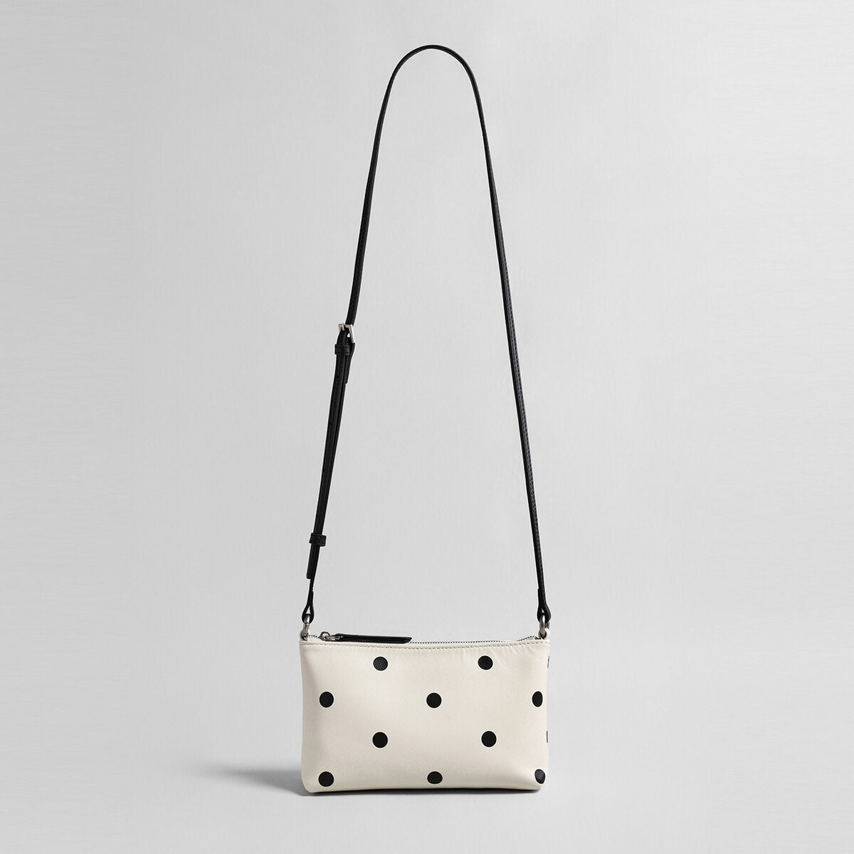 Polka Dot Leather Baguette Bag – Convertible Shoulder & Crossbody Mini Bag