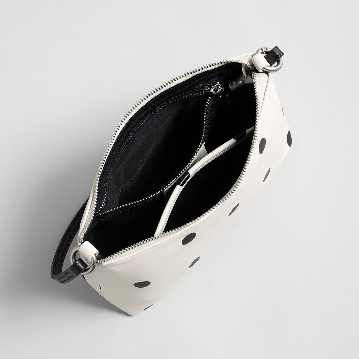 Polka Dot Leather Baguette Bag – Convertible Shoulder & Crossbody Mini Bag