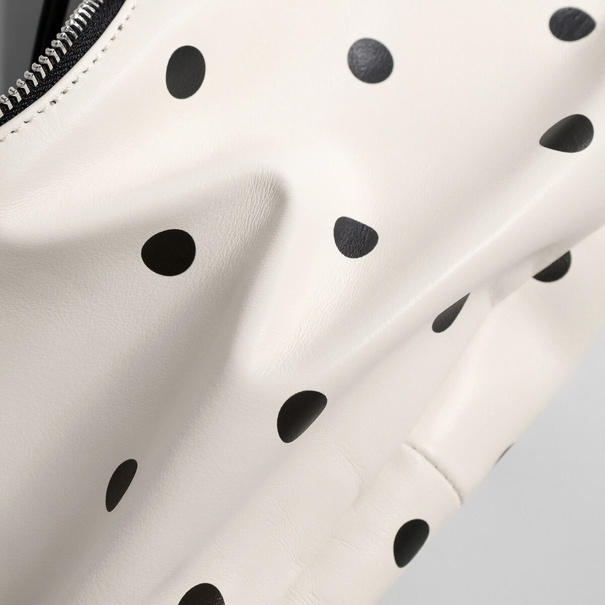 Polka Dot Leather Crescent Hobo Bag – Convertible Top-Handle & Crossbody Mini Bag