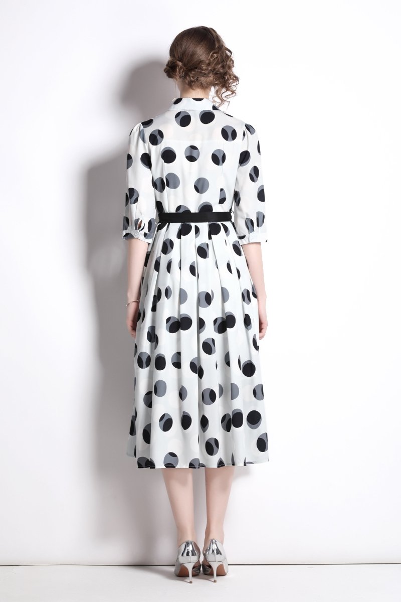 polka dot tie waist shirt dress all white 4
