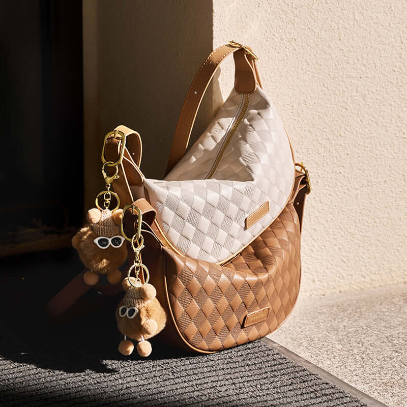 pompom charm quilted shoulder bag all 1