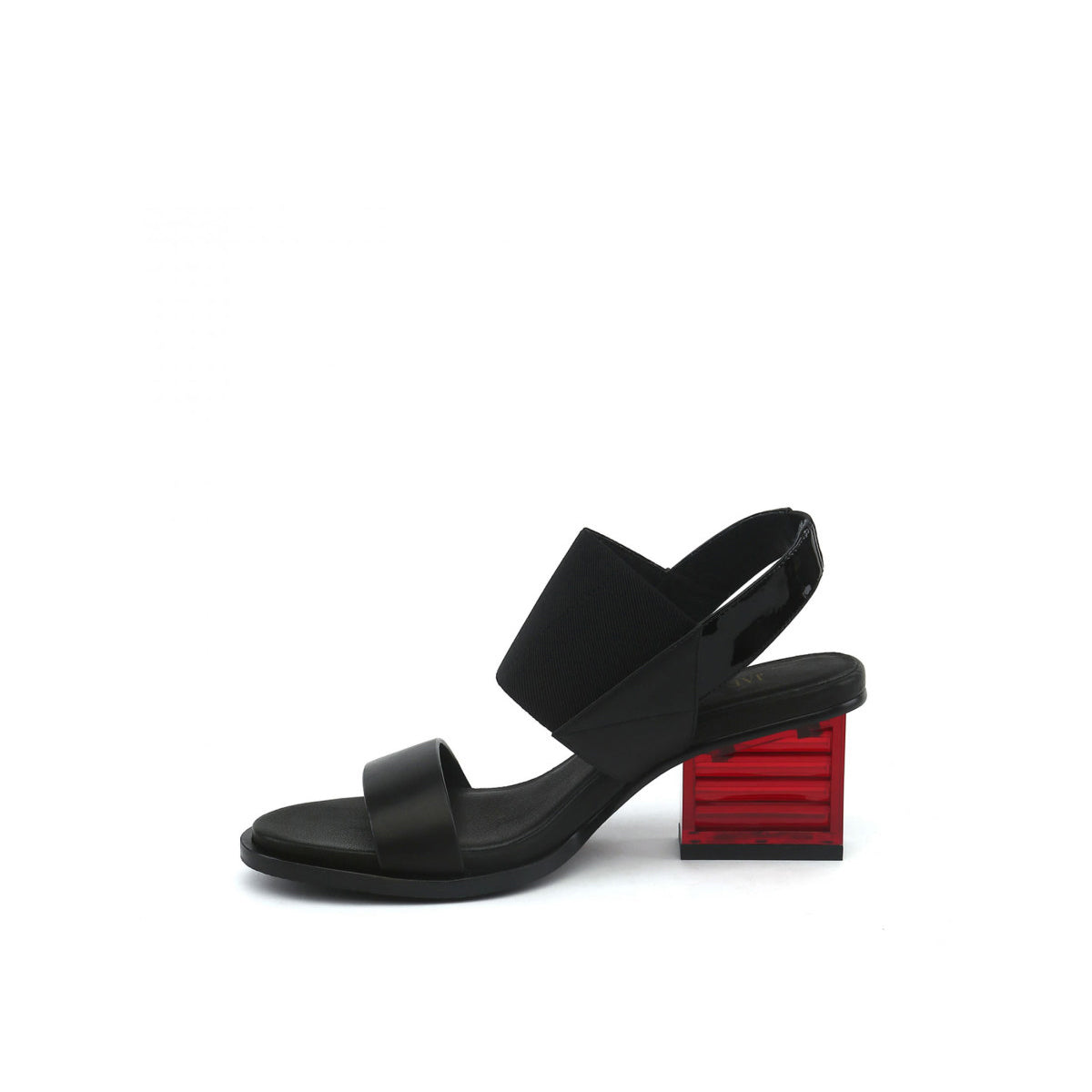 pop color crystal heel sandals all black 1