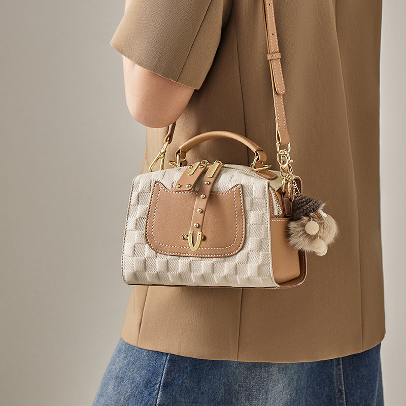 Porto Quilted Leather Top Handle Boston Crossbody Bag