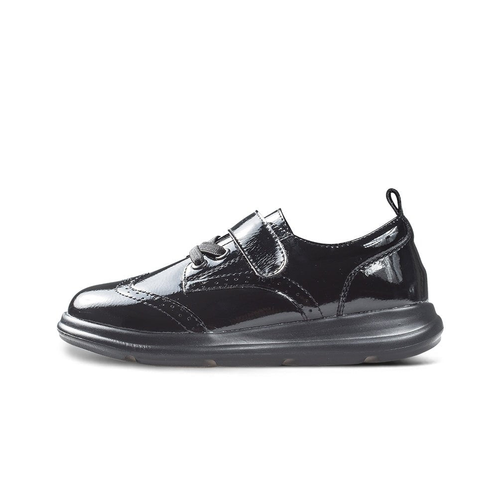 posh kids soft sole leather brogue school shoes all black 1