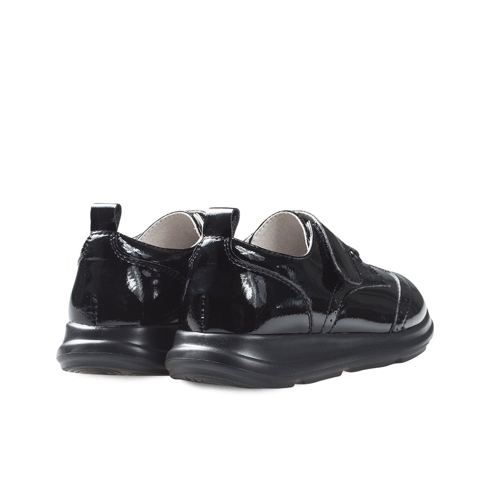 posh kids soft sole leather brogue school shoes all black 4