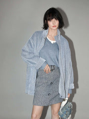 Powder Blue Chenille Coat