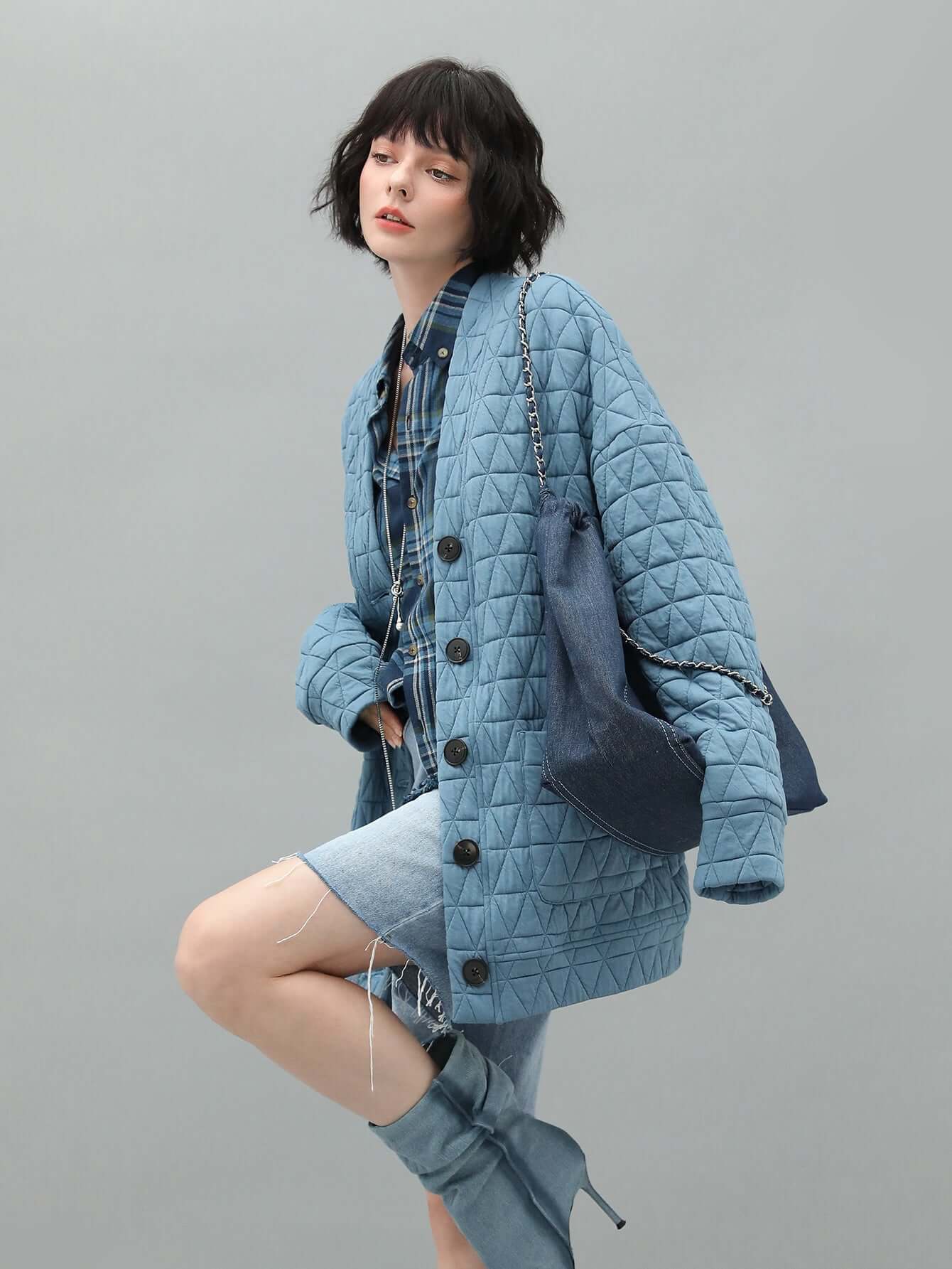 powder blue quilted coat all blue 2