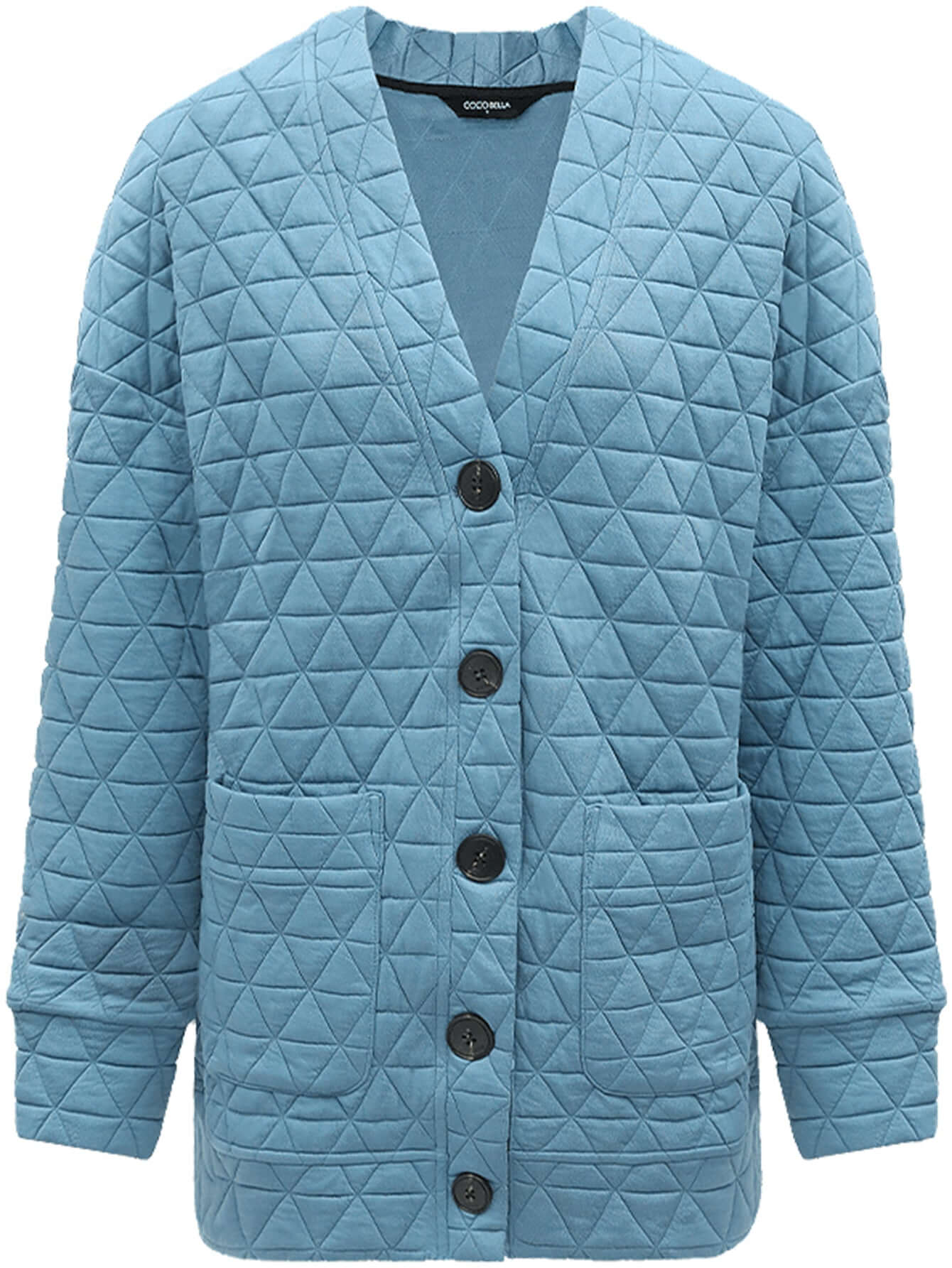 powder blue quilted coat all blue 4