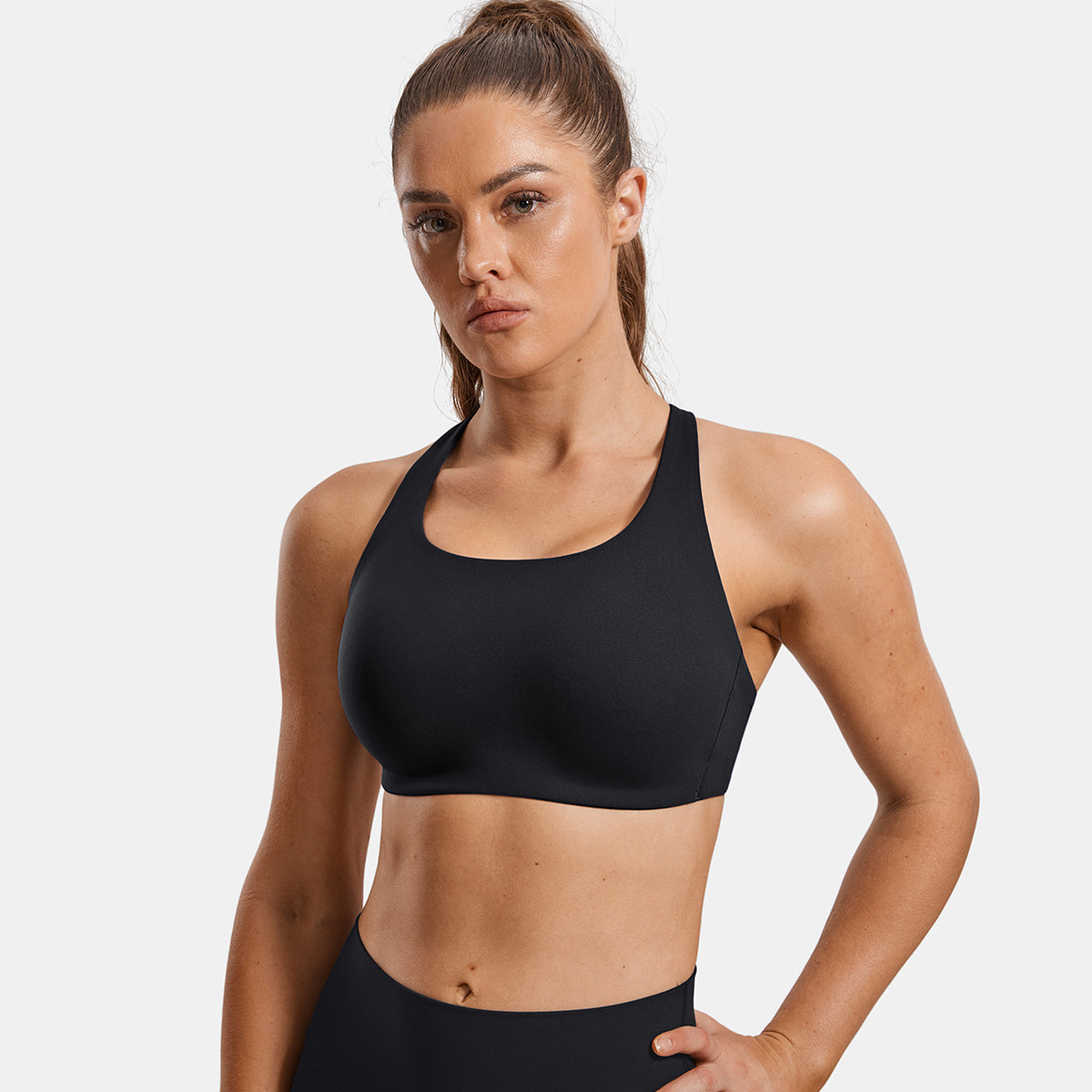 power on molded cup strappy racerback wireless bra all black 1
