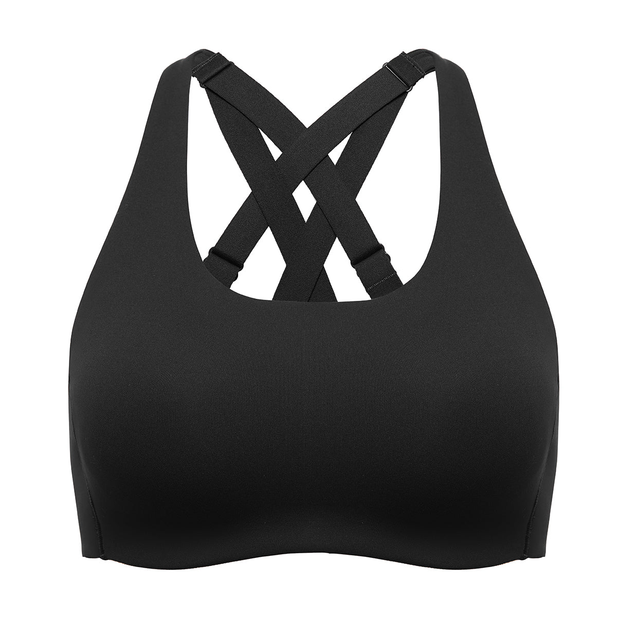 power on molded cup strappy racerback wireless bra all black 4