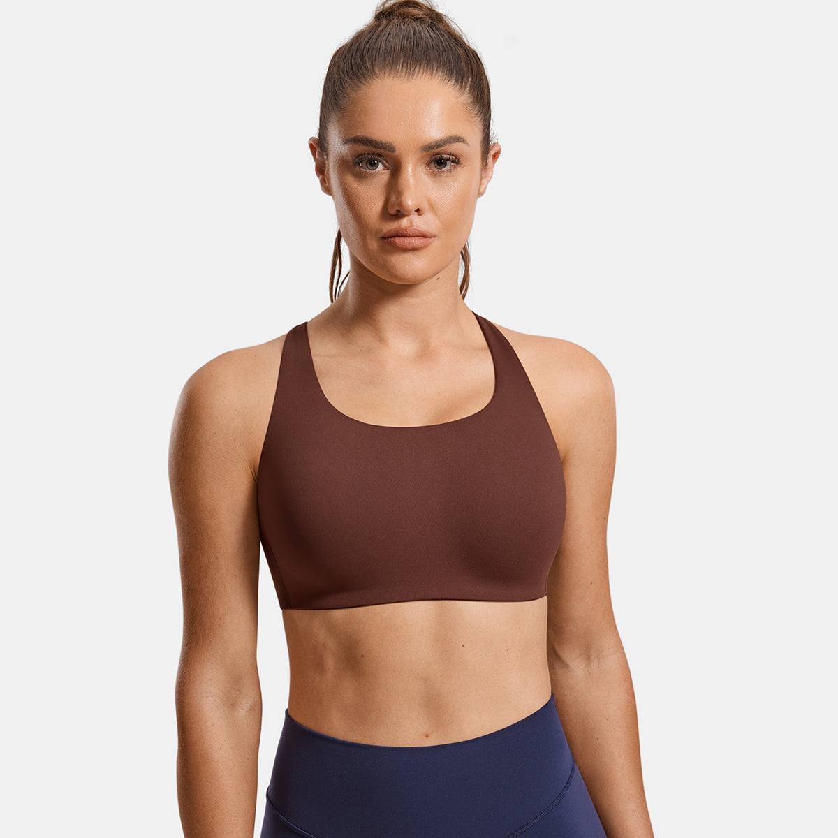 power on molded cup strappy racerback wireless bra all brown 1