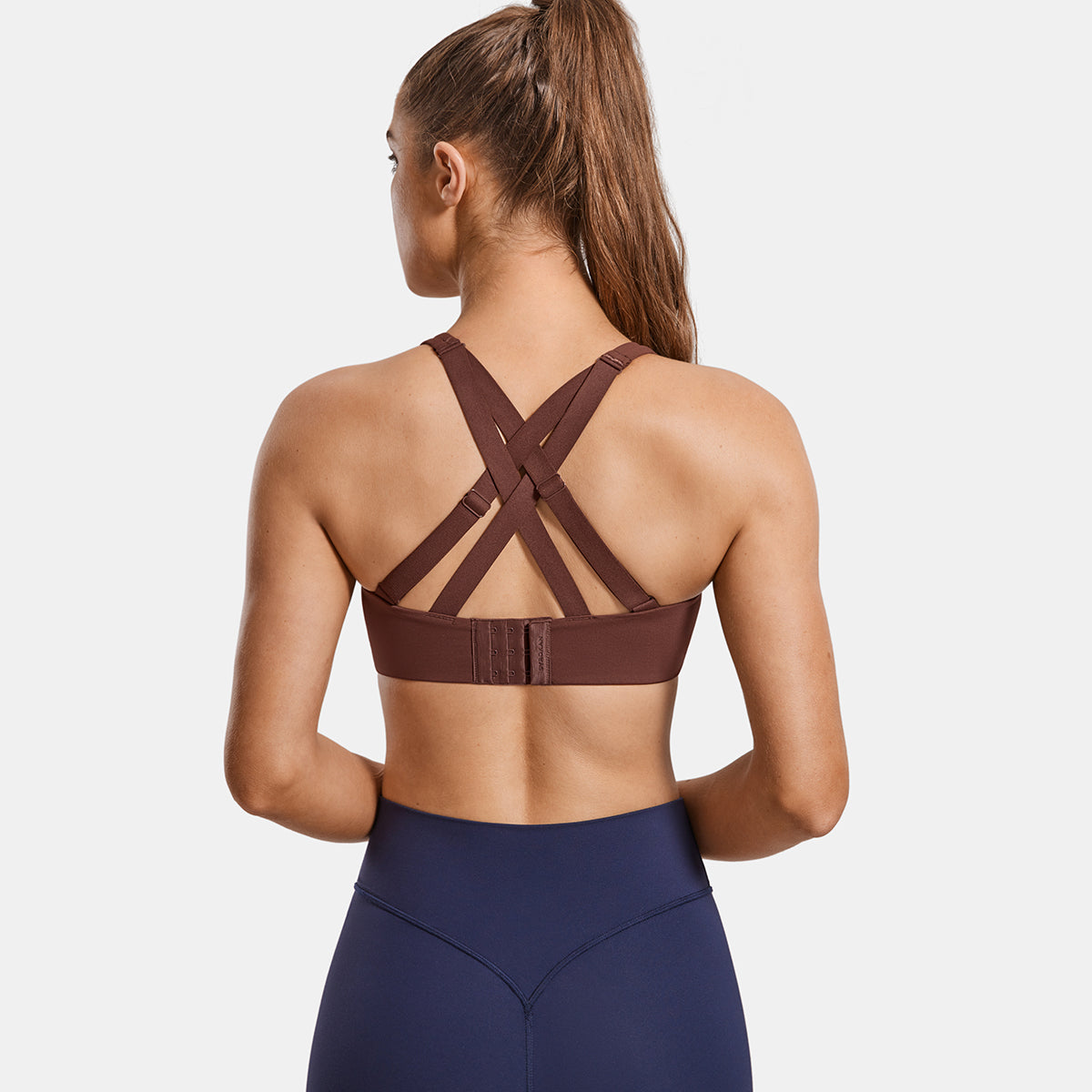 power on molded cup strappy racerback wireless bra all brown 3