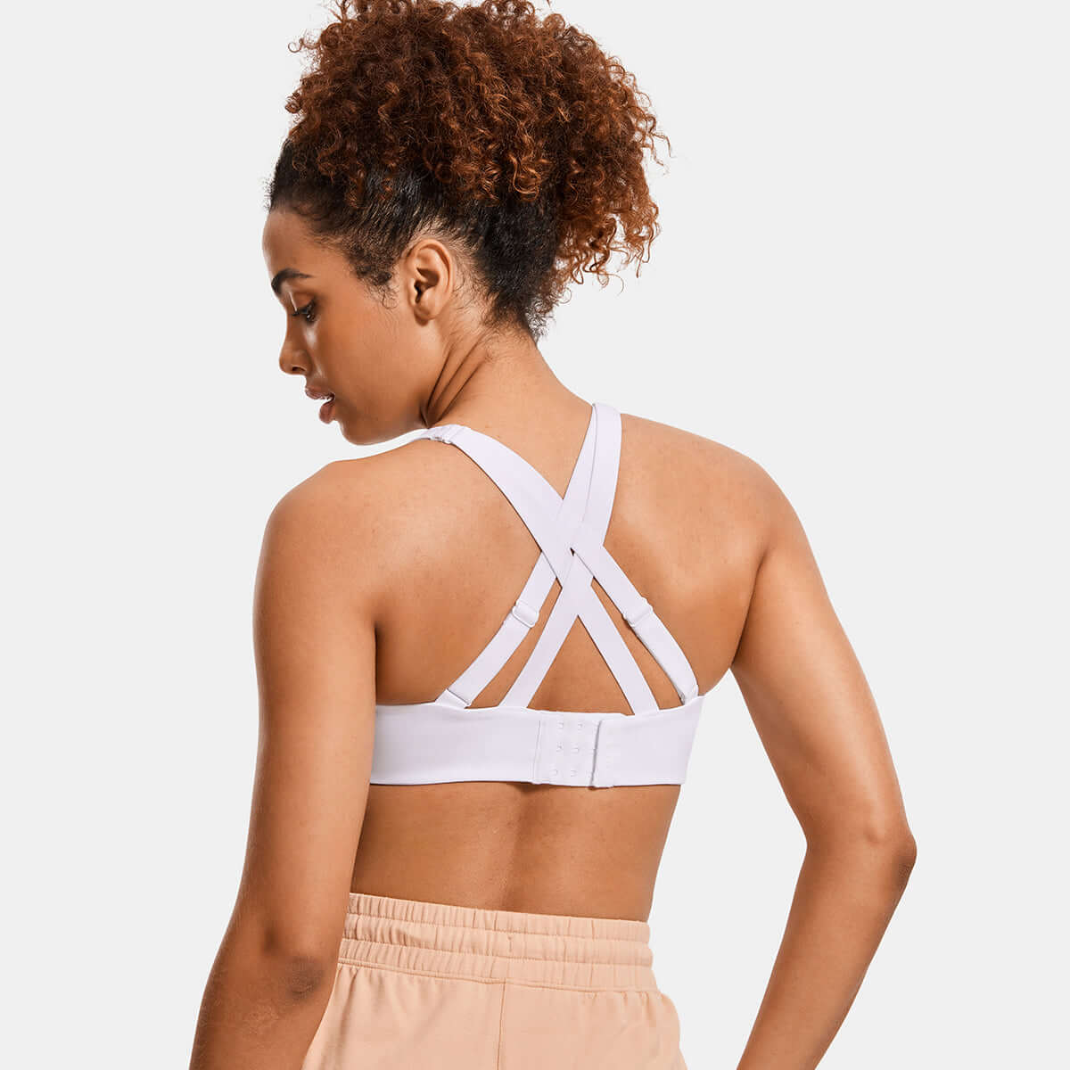 power on molded cup strappy racerback wireless sports bra all white 2