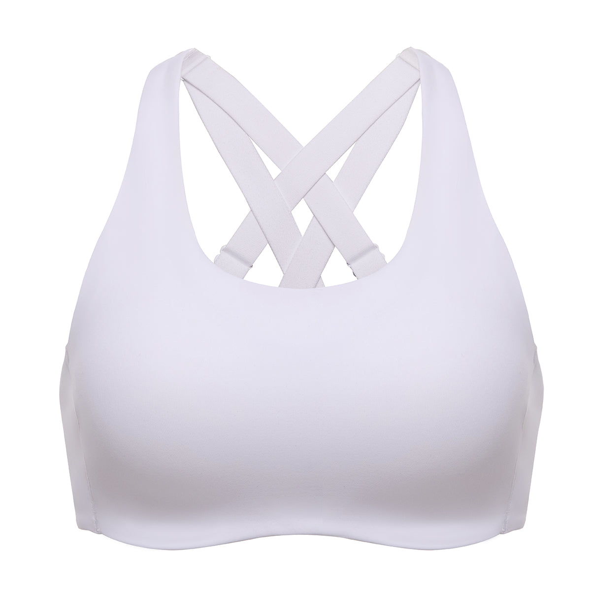 power on molded cup strappy racerback wireless sports bra all white 4