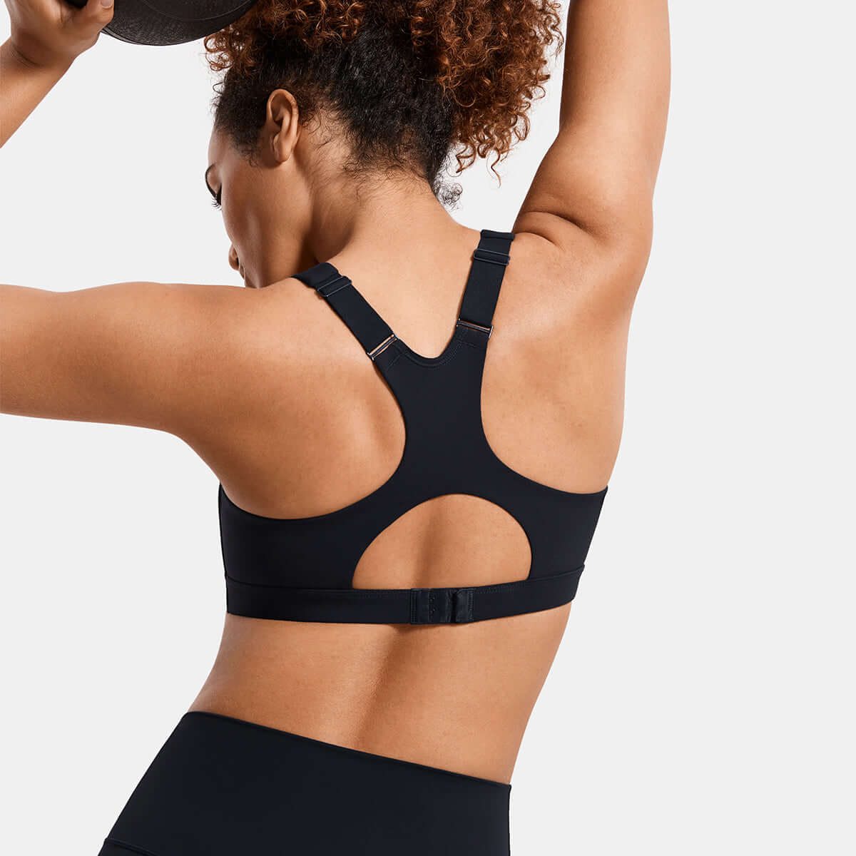 power on soft padded high impact zip front sports bra all black 2