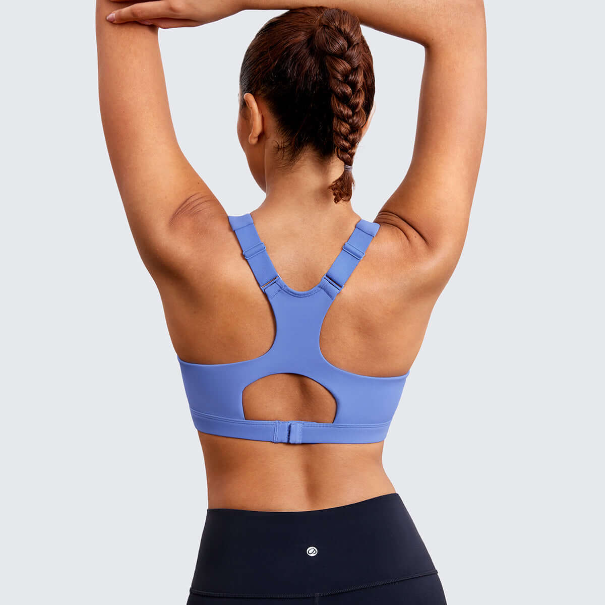 power on soft padded high impact zip front sports bra all blue 3