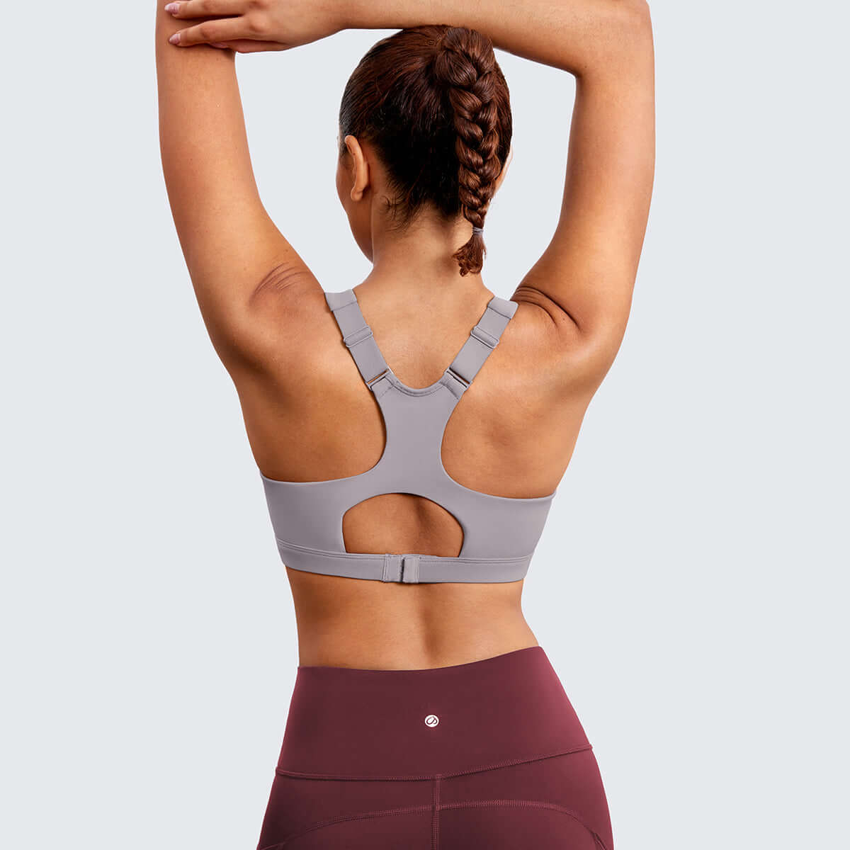 power on soft padded high impact zip front sports bra all grey 2