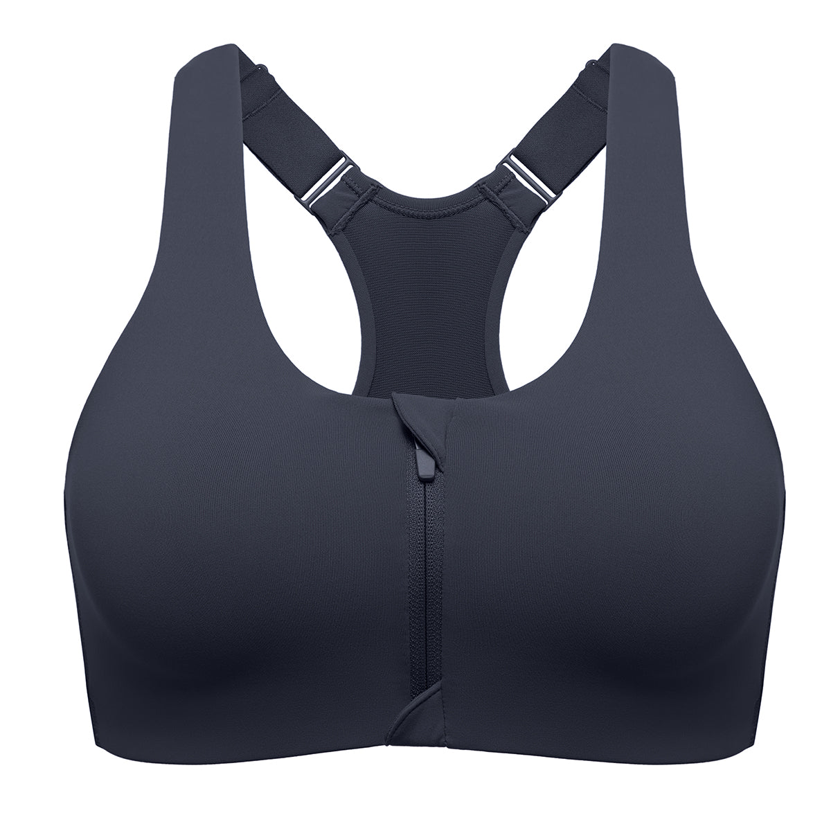 Power On Soft Padded High Impact Zip Front Sports Bra