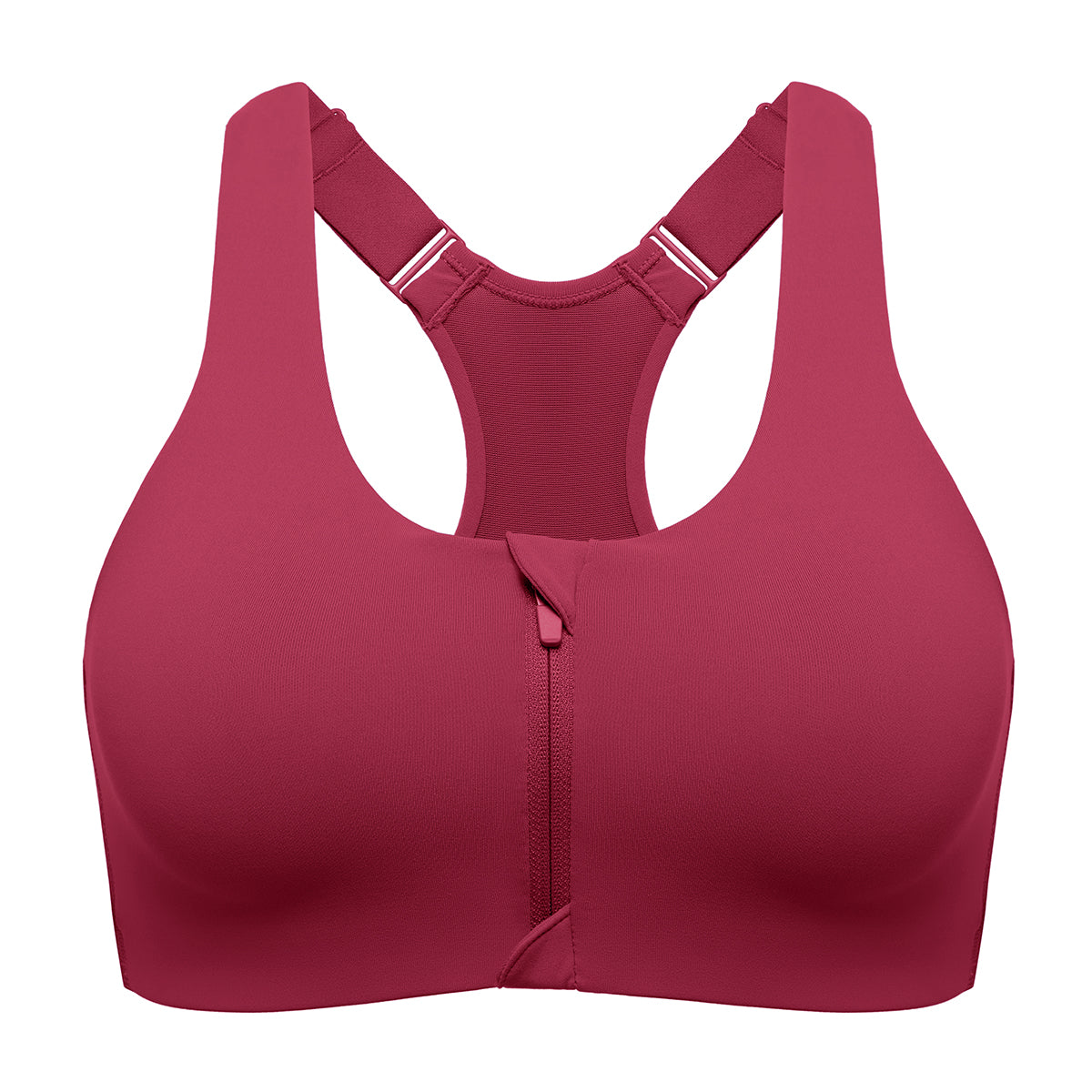 Power On Soft Padded High Impact Zip Front Sports Bra
