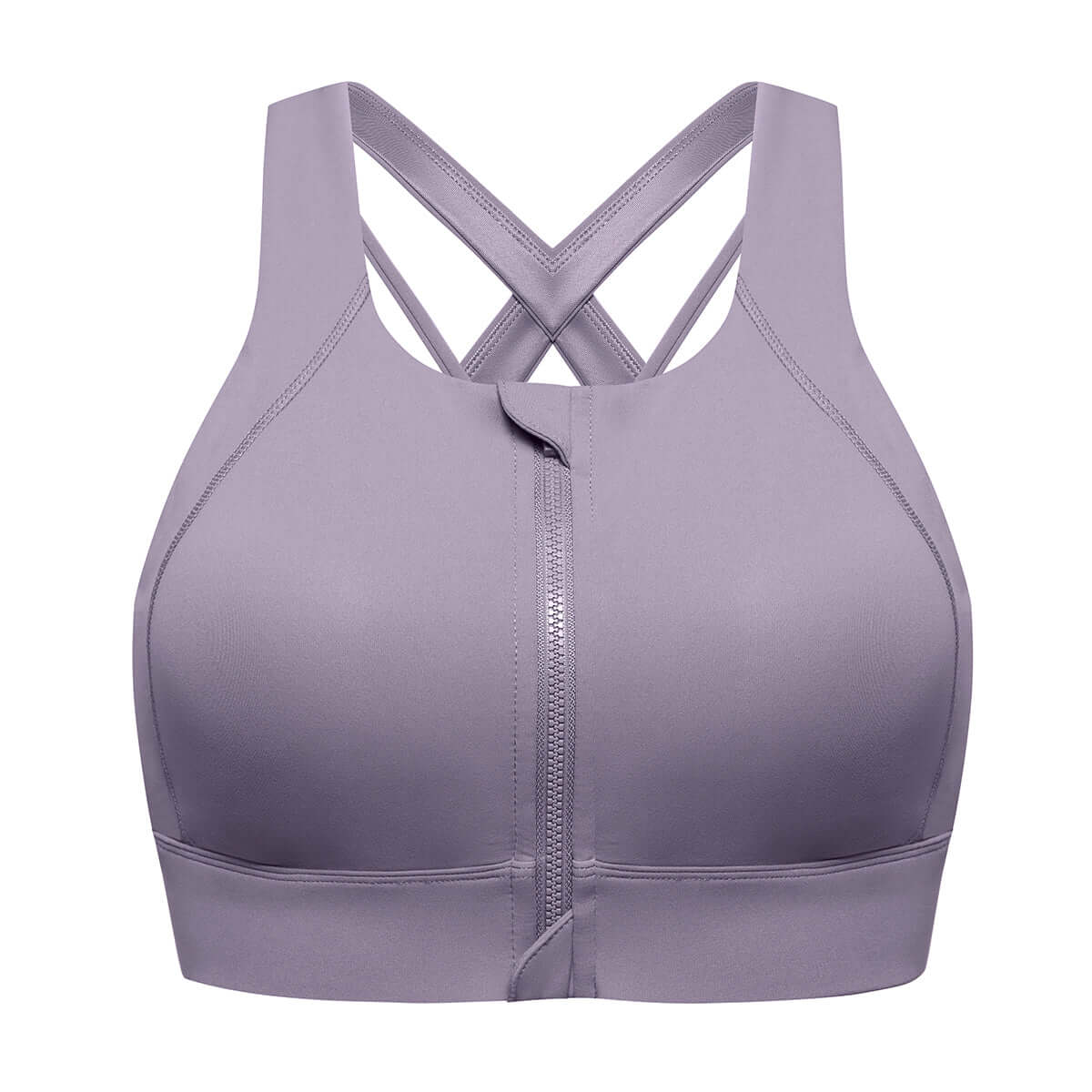 power on zip front racerback high impact sports bra all grey 4