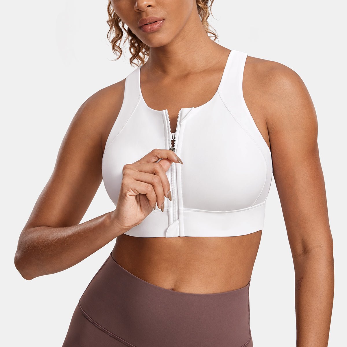 Power On Zip Front Racerback High Impact Sports Bra