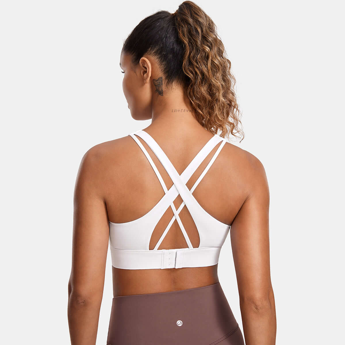 power on zip front racerback high impact workout bra all white 2