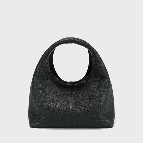Premium Calfskin Leather Slouchy Hobo Bag – Circular Top-Handle Crossbody Tote