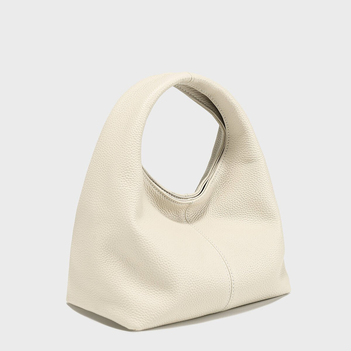 Premium Calfskin Leather Slouchy Hobo Bag – Circular Top-Handle Crossbody Tote