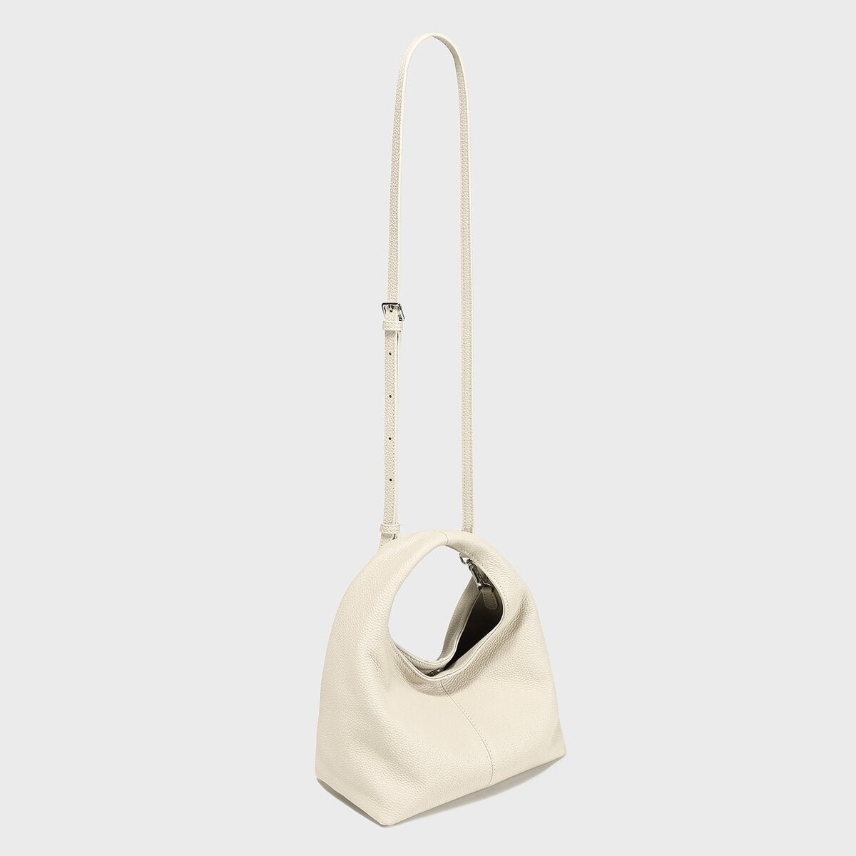 Premium Calfskin Leather Slouchy Hobo Bag – Circular Top-Handle Crossbody Tote