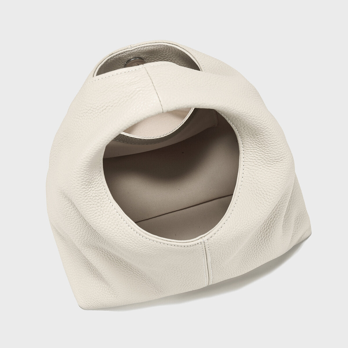 Premium Calfskin Leather Slouchy Hobo Bag – Circular Top-Handle Crossbody Tote