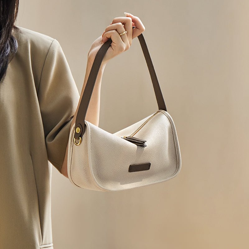 Premium Leather Baguette Shoulder Bag