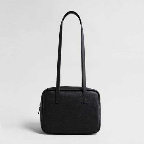 Premium Pebbled Calfskin Bowling Bag – Structured Square Shoulder Tote