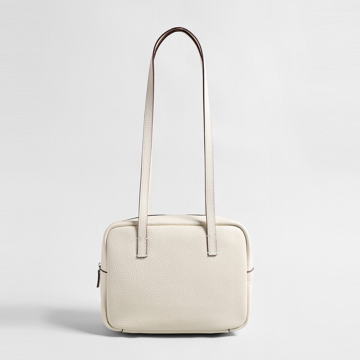 Premium Pebbled Calfskin Bowling Bag – Structured Square Shoulder Tote