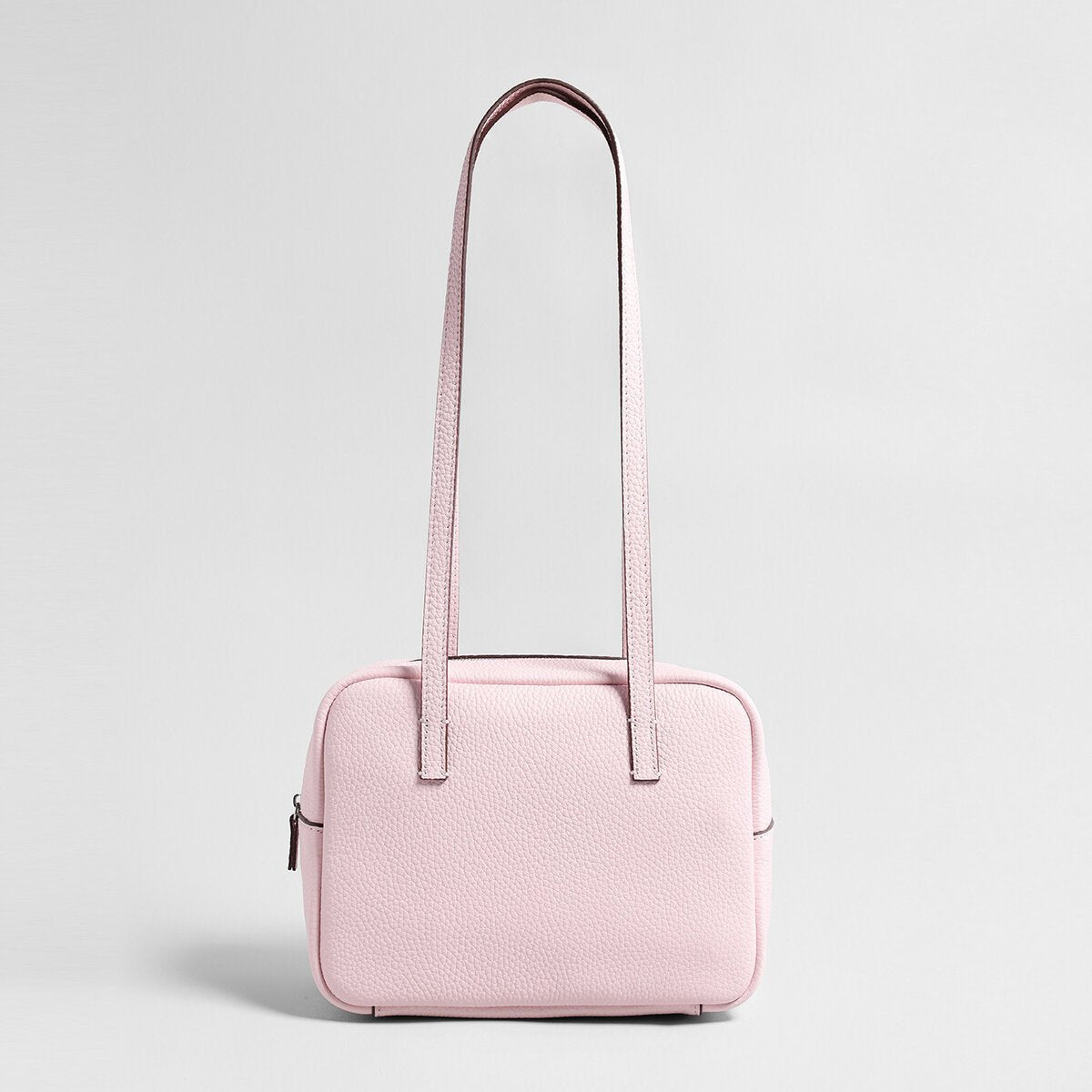Premium Pebbled Calfskin Bowling Bag – Structured Square Shoulder Tote