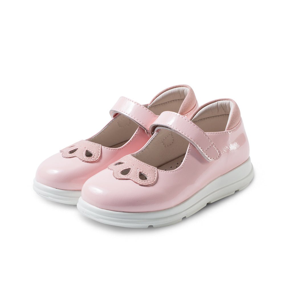 preppy girls leather school shoes all pink 2