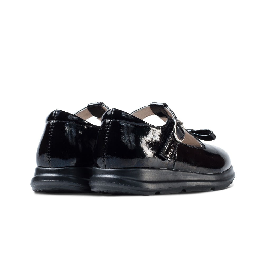 preppy girls leather school shoes all black 4