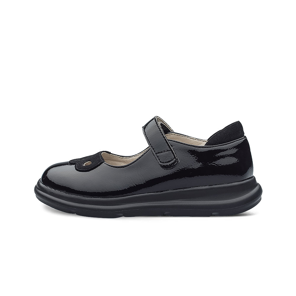 preppy girls leather school shoes all black 1