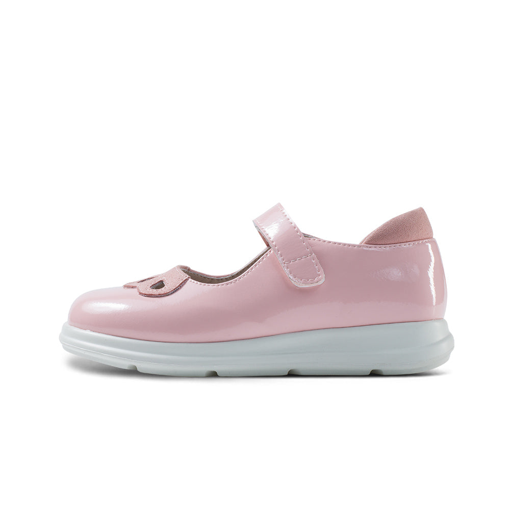 preppy girls leather school shoes all pink 1