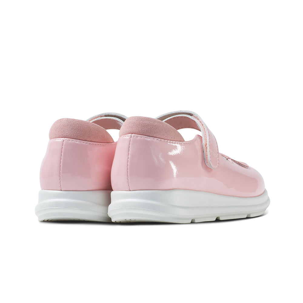 preppy girls leather school shoes all pink 3