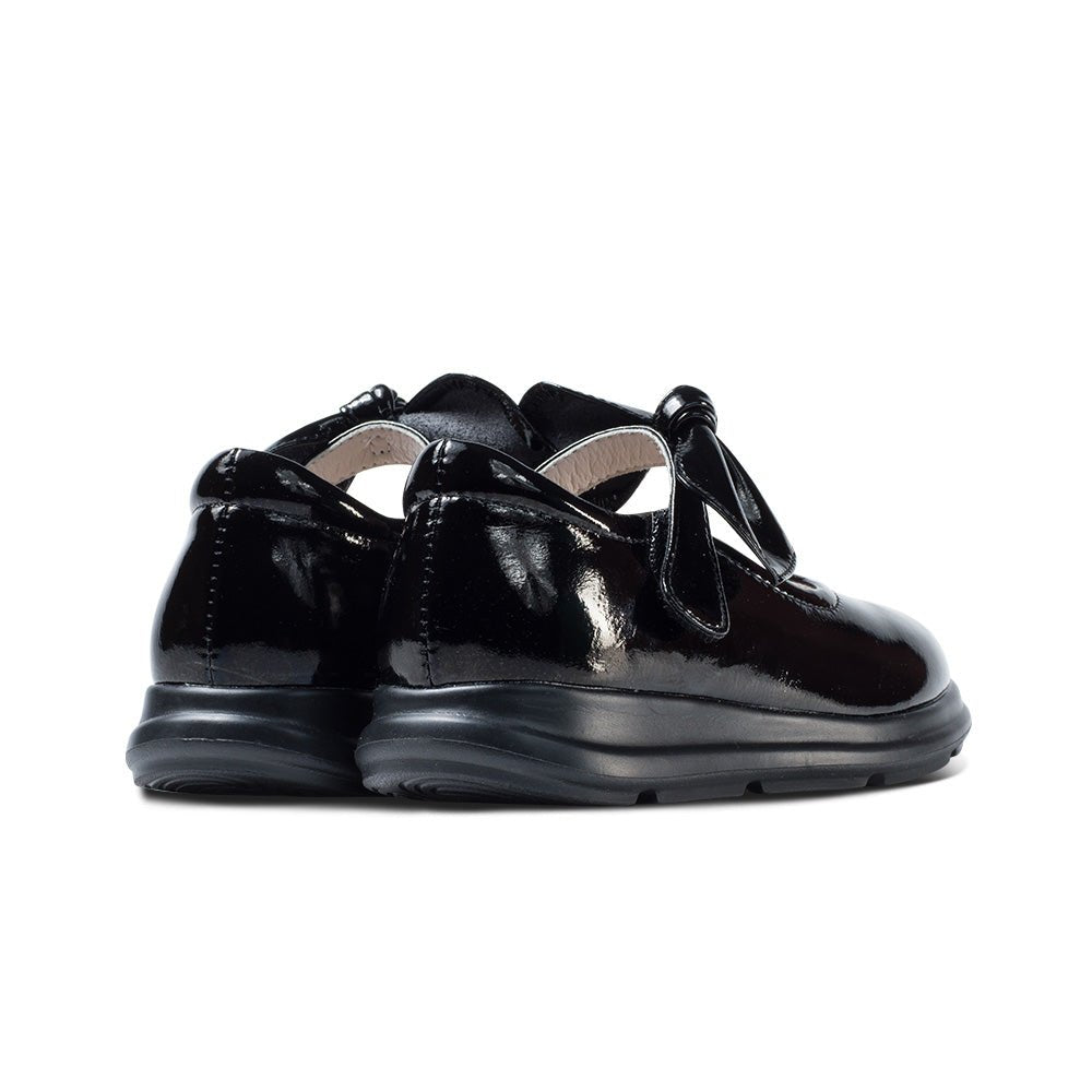 pretty bow soft sole girls leather school shoes all black 4