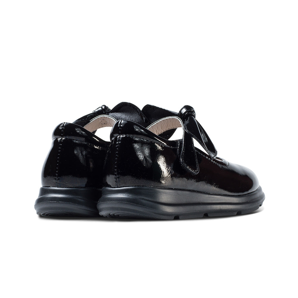 pretty bow soft sole girls leather school shoes all black 4