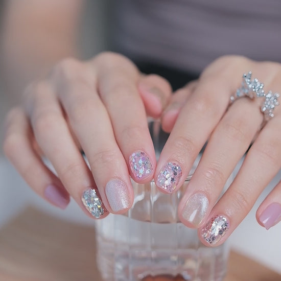 white-peach-confetti-press-on-nails