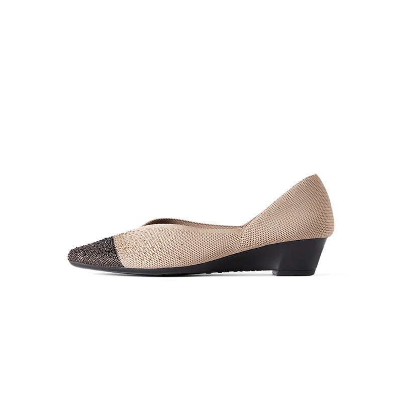 Princess Crystal Pointed Toe Wedge Pumps – Starfield Knit Commuter Heels