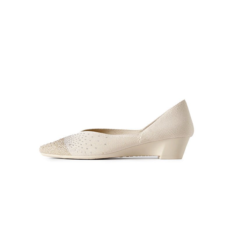 Princess Crystal Pointed Toe Wedge Pumps – Starfield Knit Commuter Heels